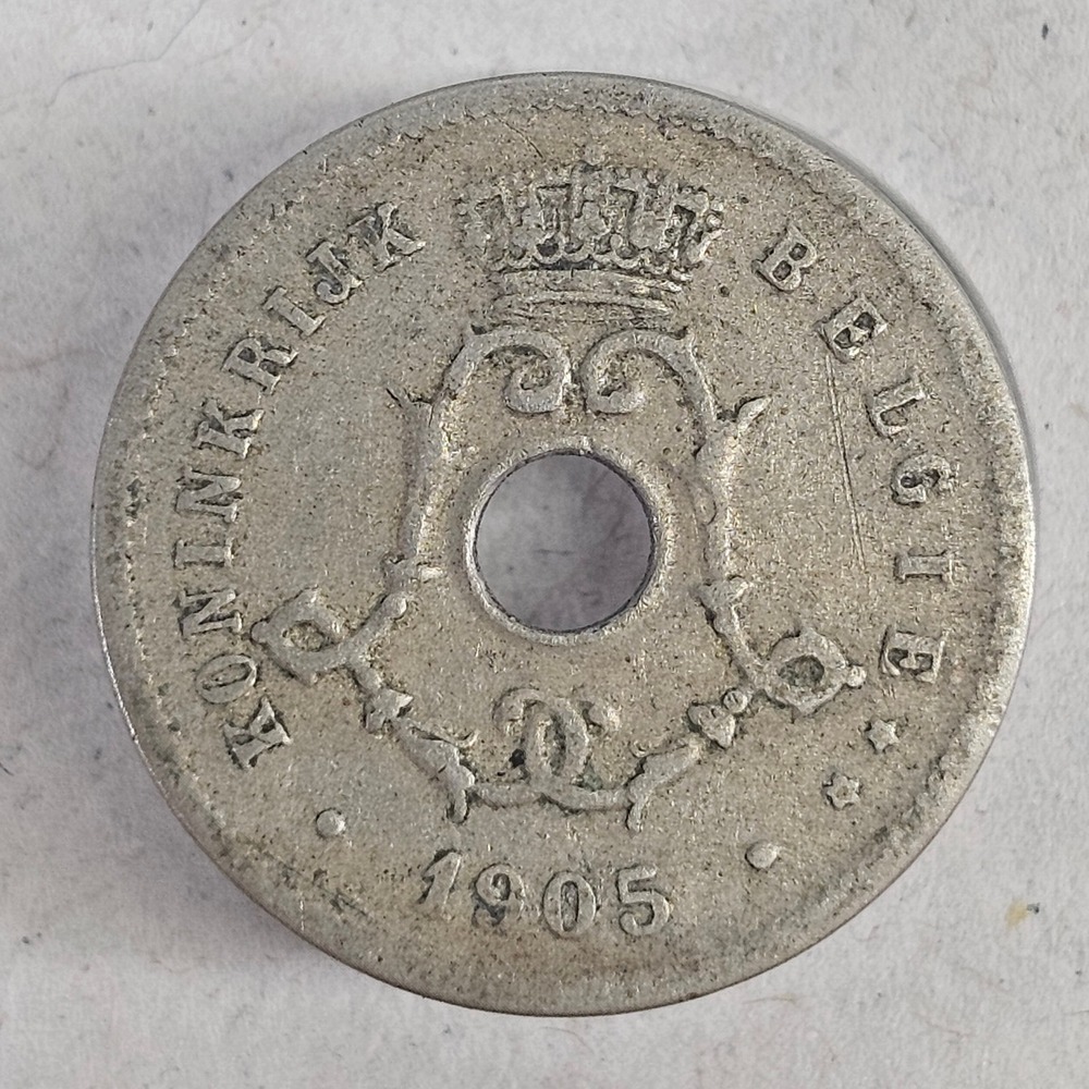 1905 Belgium 5 Centimes Coin Dutch Legend Koninkrijk Belgie Leopold II